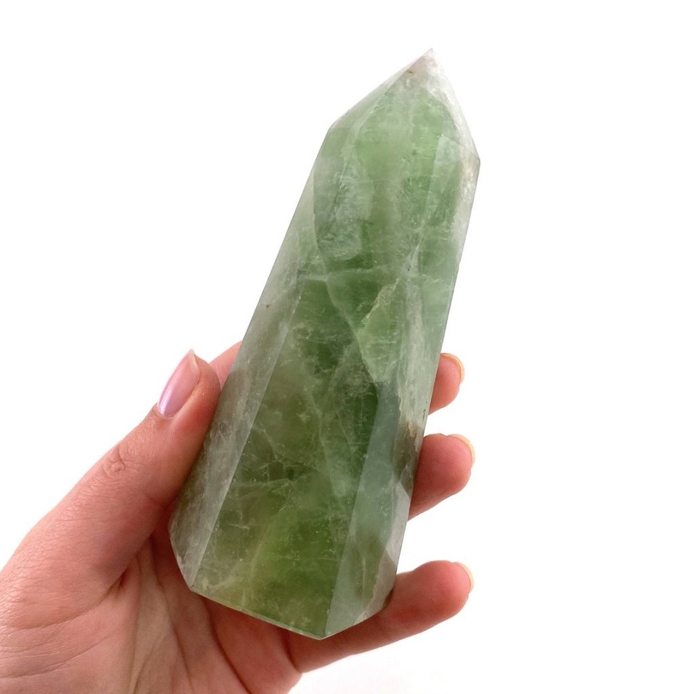 Polished Green Flourite Crystal Point Tower